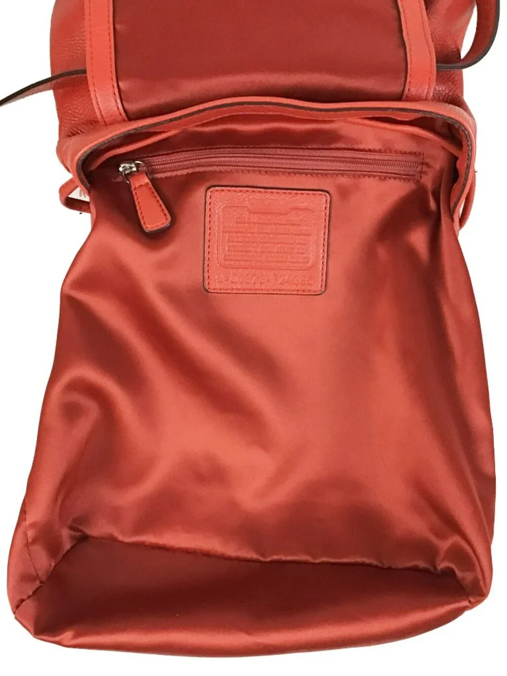 Coach Park Red Pebbled Leather Turnlock Sling Backpack